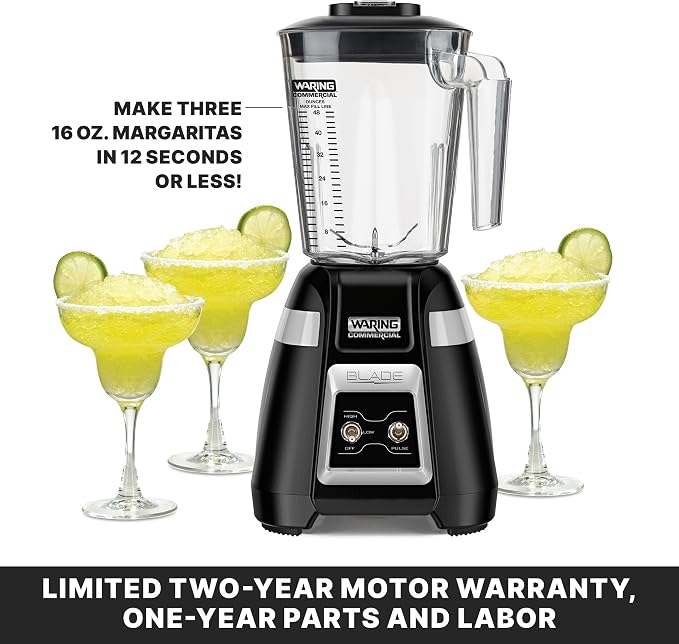 Waring Blade Blender with 48 oz Copolyester Jar & Toggle & Pulse | 1.5 Horsepower Motor, 2-Speed Toggle Controls with Pulse, 48 oz Copolyester Jar, for Bars & Restaurants, NSF Certified