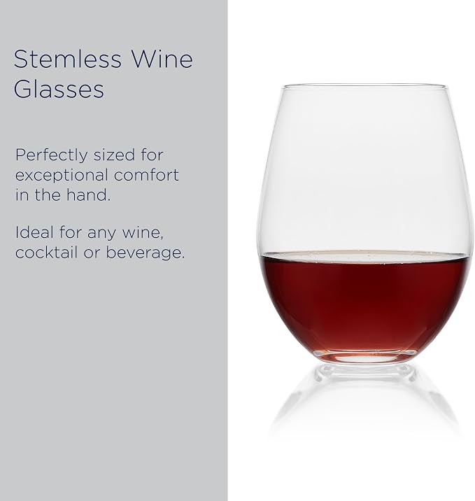 Mikasa Samantha Stemless Wine Glass, Set Of 4, 21 Ounce