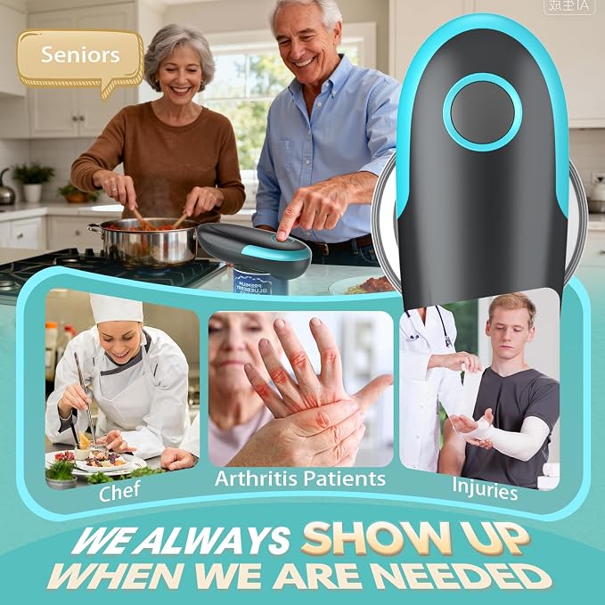Electric Can Opener, One Touch Hands Free Automatic Can Opener for Weak Hands & Seniors with Arthritis, Food Safe and Smooth Edge Battery Operated Can Openers for Kitchen Fits All Cans Kitchen Gadget