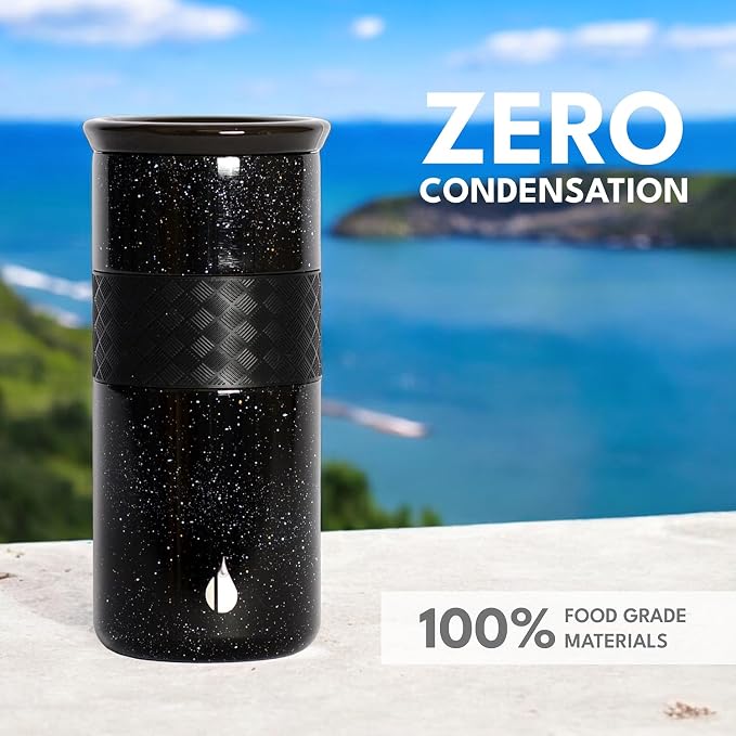 Elemental Artisan 16oz Triple-Wall Insulated Coffee Tumbler w/Ceramic Lid | Triple Wall Coffee Travel Mug, Reusable Stainless Steel Coffee Tumbler; Thermal Coffee Cups for Hot (6 Hrs) & Cold (18 Hrs)