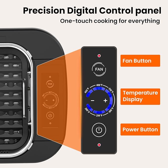 Electactic Electric Smokeless Indoor Grill & Griddle, Nonstick Contact Grill, Dishwasher Safe Parts, 6-Level Temperature Control with Auto Shut-Off, for Kitchen, Apartment, Indoor Cooking