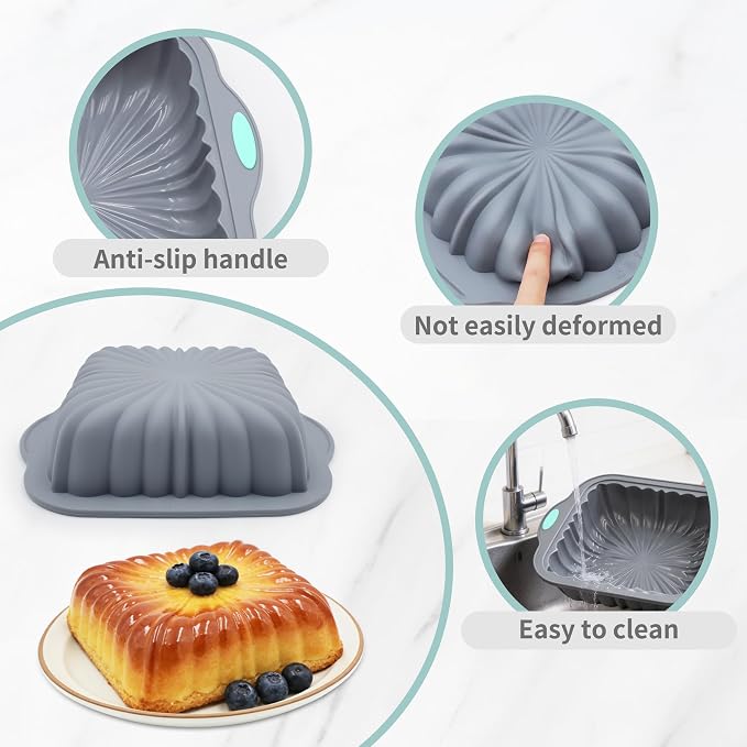 69 Pieces Silicone Baking Set, Non-Stick Bakeware Set with Cake Pans, Muffin Cups, Food Grade Silicone Baking Molds for Cakes, Bread, Muffins, Brownies, Light Grey