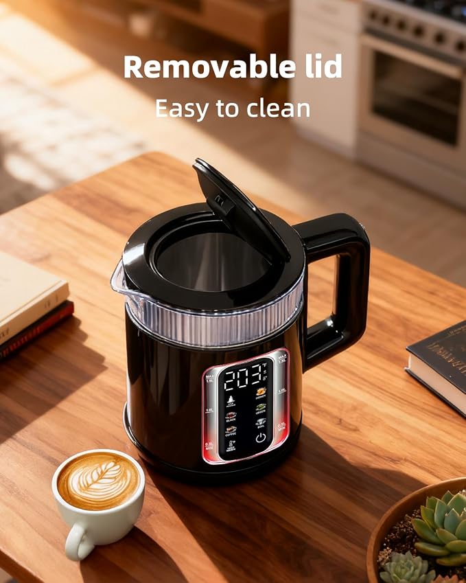 Electric Kettle with Temperature Control, Smart Glass Water Boiler for Tea, Coffee & Boiling, Automatic Shut-Off, 12-Hour Keep Warm & 6 Presets with One-Touch