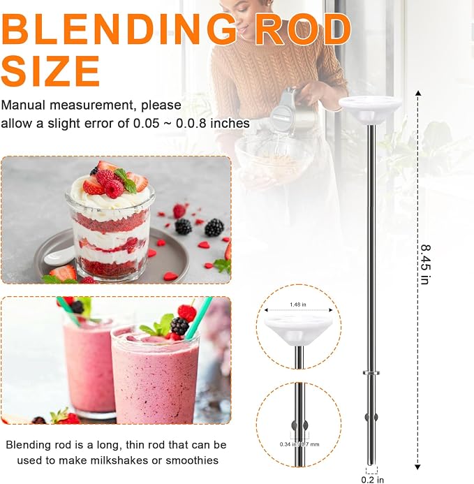 Hand Mixer Beaters Attachments for Kitchenaid Whisk, Beater, Dough Hook, Blending Rod, Stainless Steel Hand Mixers Blender Accessories for Kitchenaid KHM3 KHM5 KHM7 KHM9 KHM926 KHM512-6PCS