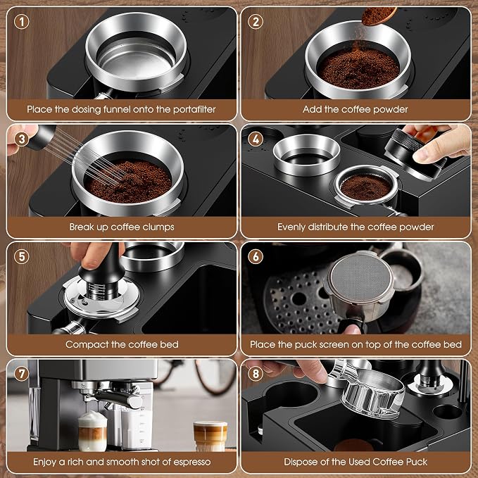 Reoszeank 58mm Espresso Accessories Kit, Tamping Station, Knock Box, Tamper | Coffee Distributor Leveler, WDT Distribution Tool, Dosing Funnel, Puck Screen, fits 58 mm Espresso Machines
