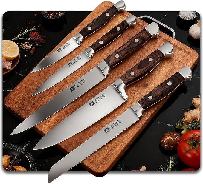 Magnetic Knife Block Set, Double Sided Magnetic Knife Holder with Knives