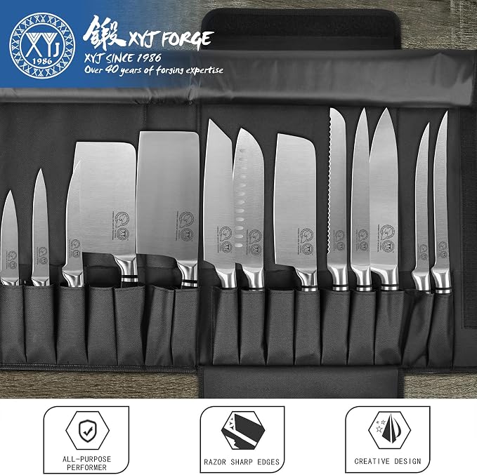 XYJ Knives Authentic Since 1986,Chef Knife Professional Set with Bag,Cleaver Butcher Knife for Meat Cutting Bag