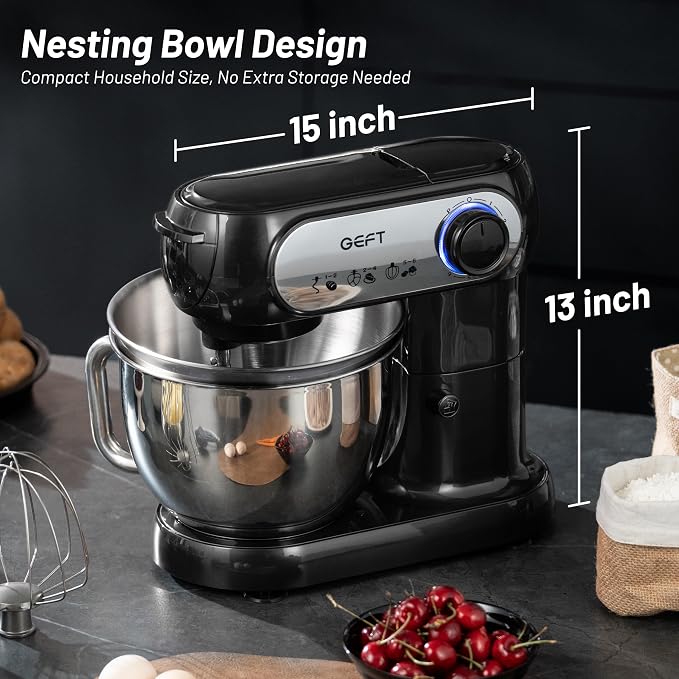Stand Mixer, 3.5QT&6QT Bowls Mixers Kitchen Electric Stand Mixer Black | 600W Tilt-Head Kitchen Mixer with Stainless Steel Bowl, Dishwasher-Safe Dough Hook, Flat Beater, Wire Whisk, Splash Guard