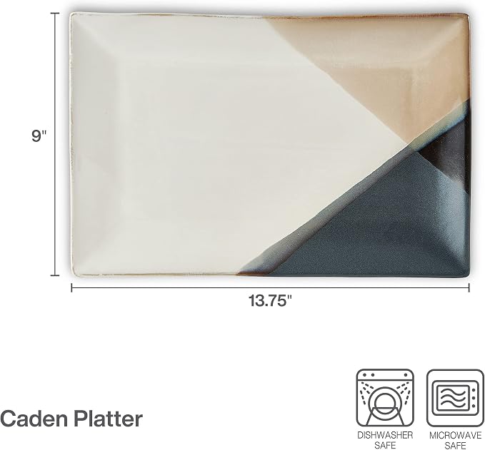 Gourmet Basics by Mikasa Caden Rectangular Serving Platter, 13.75 Inch, Multicolored