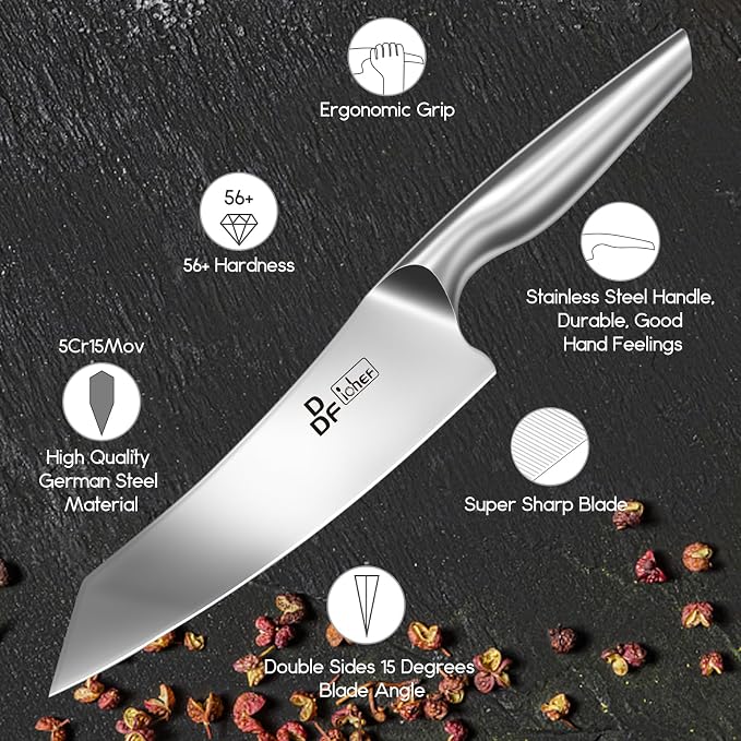 Knife Set with Magnetic Knife Strip 8 Piece, High Carbon Stainless Steel | Japanese Kitchen Knife Set with Ergonomic Hollow Handles, Magnetic Knife Holder for Wall Mount, Dishwasher Safe