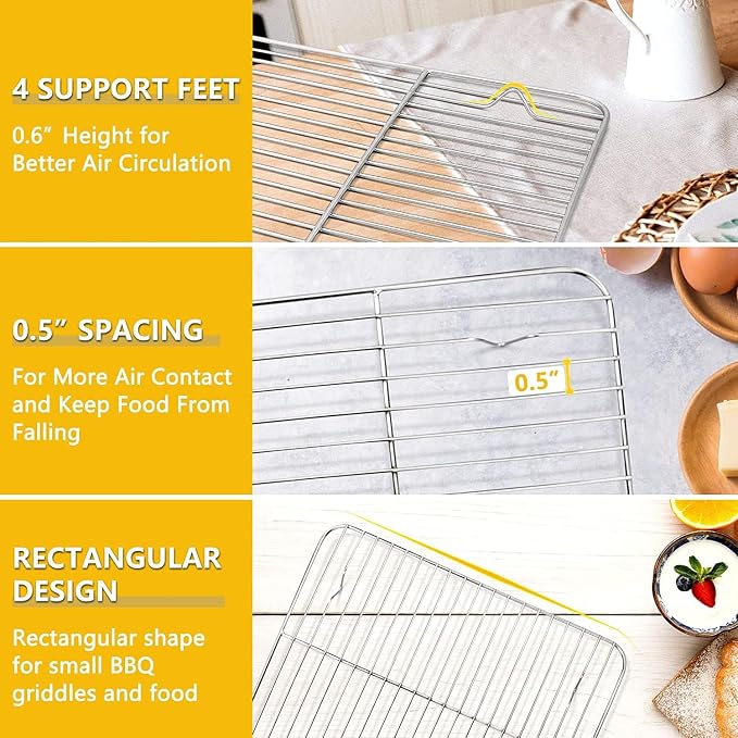 2Pcs Basting Cover & Wire Rack, Leonyo Cheese Melting Dome for Griddle, Griddle Accessories with Rectangular Steam Dome Lids, 11"x 9" Cookies Cooling Rack for Oven Baking, Outdoor BBQ Flat Top Grill
