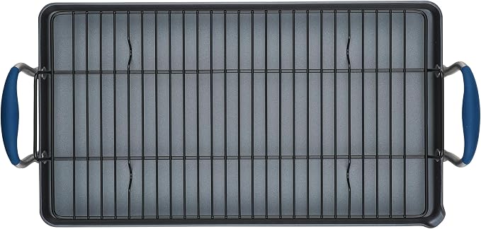 Anolon Advanced Home Hard Anodized Nonstick Double Burner/Flat Grill/Griddle Rack, 10 Inch x 18 Inch, Indigo