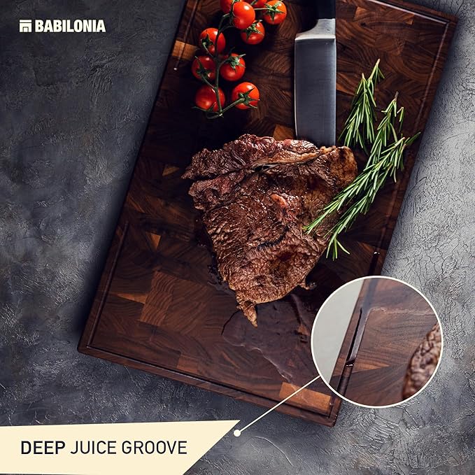 American Walnut Wood Cutting Board, End Grain Butcher Block for Kitchen | Black Walnut Grown in USA - 20" x 12.2" (ExtraThick 1.7") Heavy Duty Hardwood Non Toxic Wooden Chopping Boards (Oil Included)