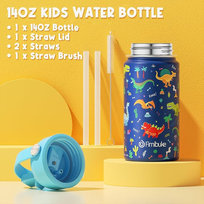 Fimibuke Kids Bento Lunch Box with Toddler Insulated Water Bottle Lunch Bag | Lunch Box Kids with 4 Compartments, Ice Pack & Utensils Set, Birthday Gifts for Ages 3-12 Back to School Toddler Girls Boys