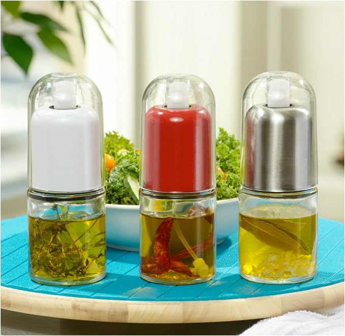 Olive Oil Sprayer and Oil Mister Elegant Glass Bottle with Clog-Free Filter & Leak Proof Top - Red