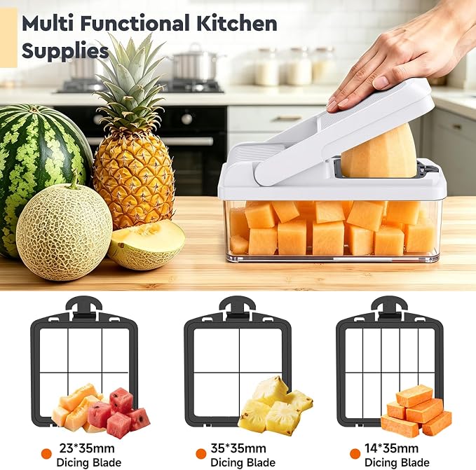 MealHelper 15-in-1 Vegetable Chopper, Food Veggie Chopper With Container | Kitchen Prep Tool, Cheese Grater, Home Essentials & Kitchen Gadgets, with Sharp Stainless Steel Blades(10 Blades, Black)