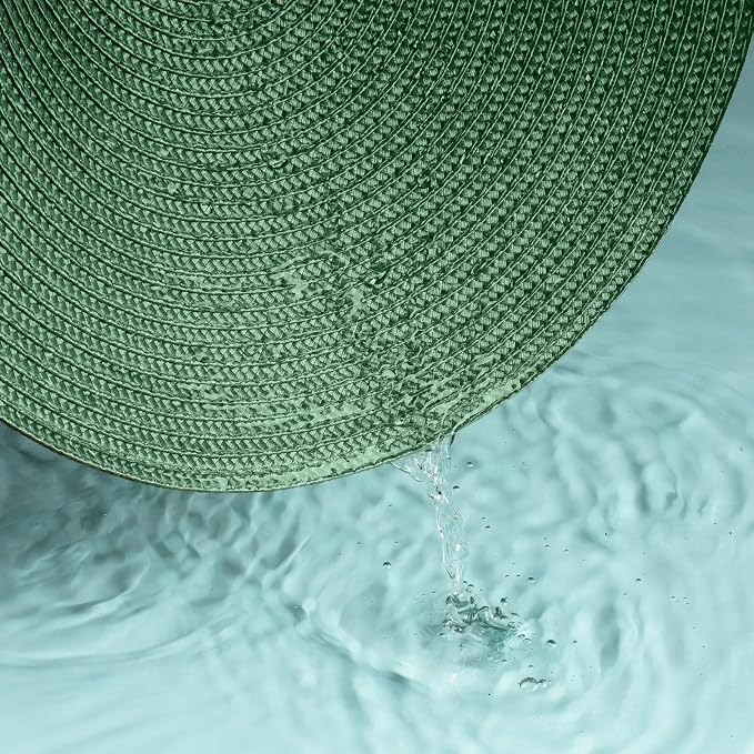 FunWheat Round Braided Placemats Set of 8 Place Mats for Dining Table Woven Washable Non-Slip Table Mats 15 Inch(Green,8pcs)