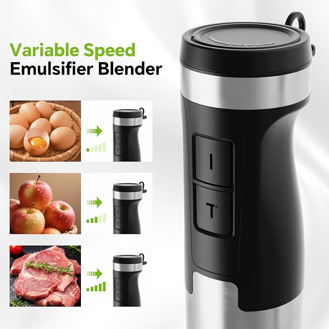 1200W Immersion Blender Handheld, 5-in-1 Variable Speed | Hand Blender Stick with Whisk Chopper Milk Frother Mixing Cup and Storage Rack for Kitchen Soup, Purees and Smoothies
