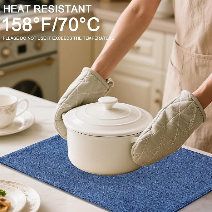 Homaxy Cloths Placemats for Dining Table Set of 4, 13" x 18", Blue | Heat Resistant, Washable, Cotton Linen Blend Table Mats, Easy to Clean Place Mats, Indoor Outdoor