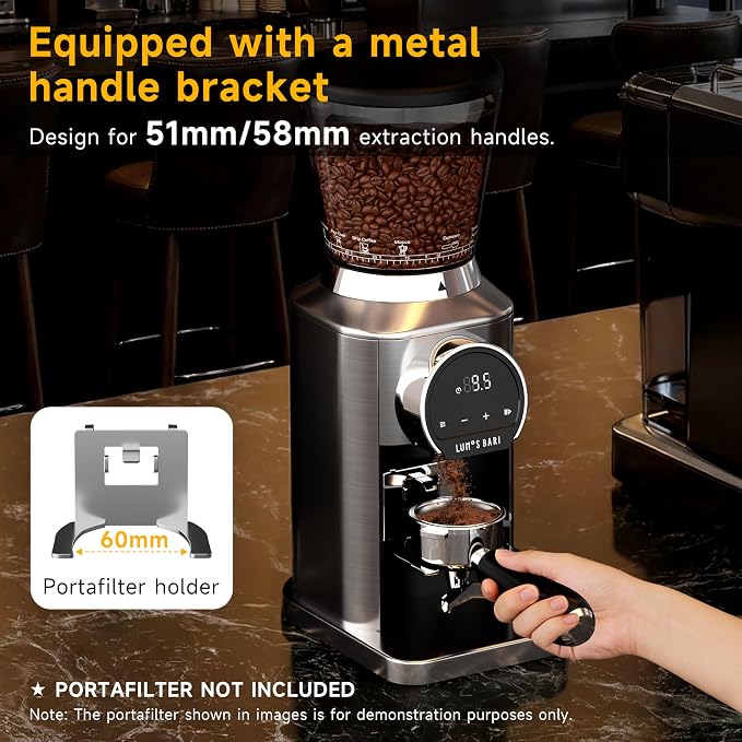 Conical Burr Coffee Grinder with 40mm Stainless Steel Burr, 34 Grind Settings & Anti-Static, Electric Espresso Grinder for Home Use –Perfect for Espresso, Drip Coffee, French Press & Cold Brew, Silver