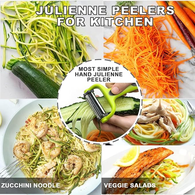 GANNK Potato Apple Vegetable Peelers for Kitchen, I and Y Peelers for Fruit Veggie Potatoes Carrot Cucumber, 3 in 1 Blade Spin Design With Julienne Multifunctional