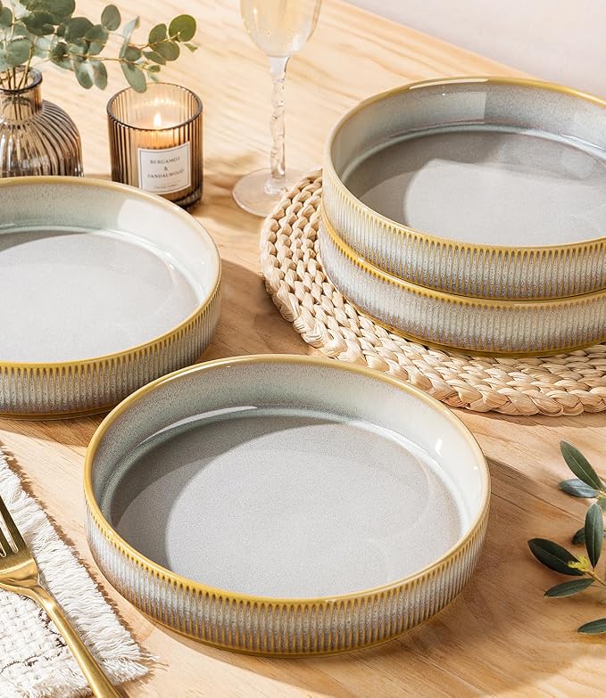 7.5" Ceramic Pasta Bowls Set of 4, Salad Bowls | Versatile Serving Bowls for Pasta, Salad, Fruit & Noodles, Housewarming & Wedding Gift, Autumn Haze