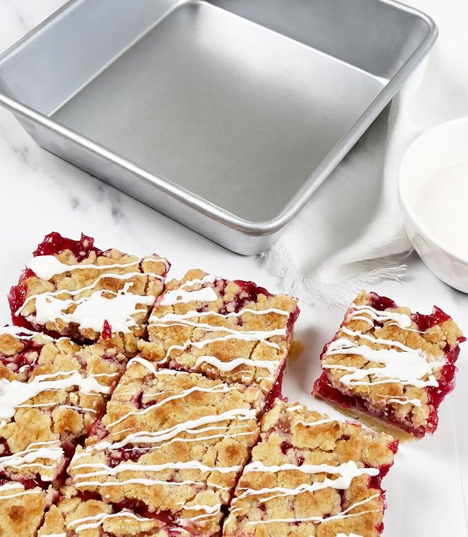USA Pan Bare Bakeware Traditional Aluminized Steel Uncoated Square Cake Pan, Made without nonstick coating, 8 x 8-Inch