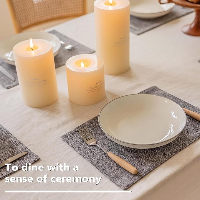 Home Brilliant Linen Placemats Set of 8 Heat Resistant Washable Placemats for Parties Buffet Dinner, 13 x 19 inches, Ash Grey