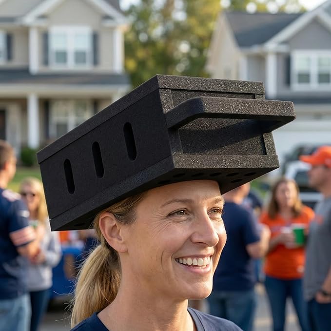 DIY Cheese Grater Hat Kit - Stress-Free 5 Min Assembly, Breathable Foam for Football Fans & Parties Black