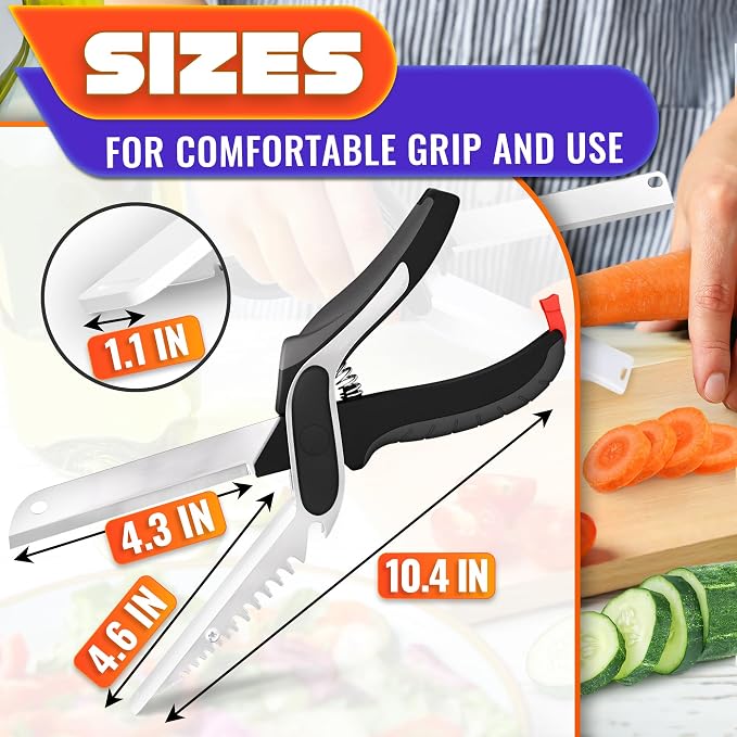 6-in-1 Cutting Board Scissors, Dishwasher Safe and Spring Assist | Meat, Fruits, Fish & Vegetable Scissors Food Cutter, Spring-Assist for Faster Prep, Safety Lock, Fish Scaler, Dishwasher-Safe