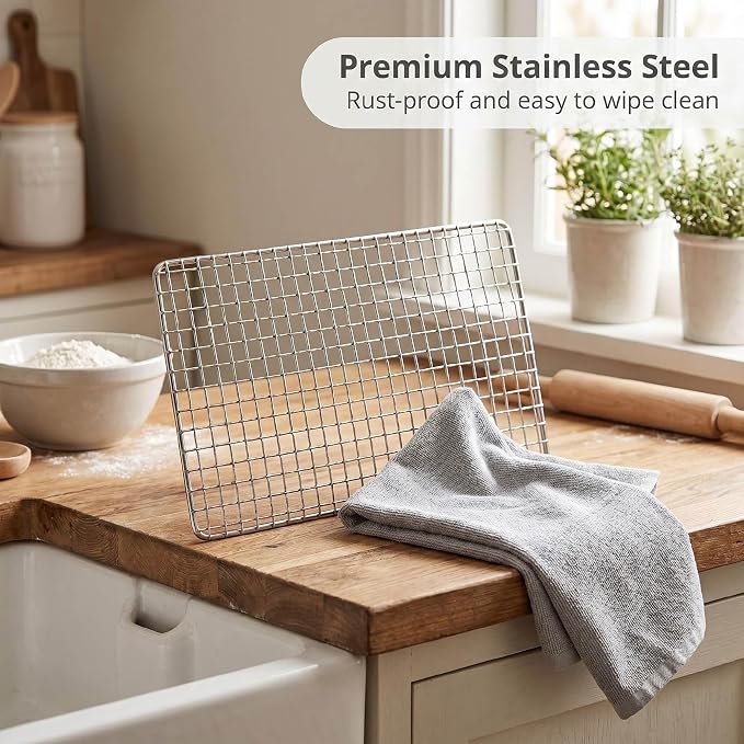 Disposable Grill Rack Grids,Stainless Steel BBQ Roasting Rack or Baking,Cooling Rack,Oven Dishwasher Safe,For Oven and outdoor Barbeque (12, 12 "x 8")