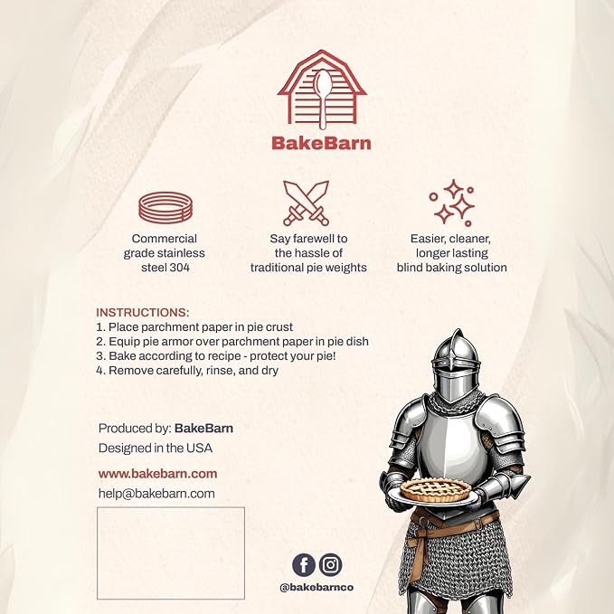 Pie Armor, Universal Fit Pie Weight for 7-10 inch Pies, Durable Alternative to Traditional Ceramic Pie Weights, 100% Stainless Steel 304 | Alternative to Ceramic Weights, Durable, Fits 7-10 Inch Pies