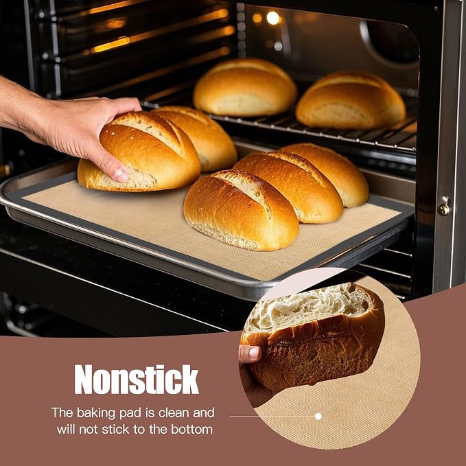 Silicone Baking Mat 3 Pack, Non-Stick Food Safe Reusable Baking Sheets, 2 Medium & 1 Small Sizes for Cookies Macarons Bread, (Gray)
