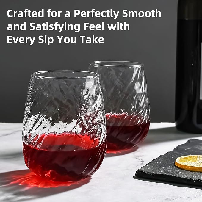 UMEIED 12-Pack Glass Tumbler Set, 16oz Twisted Design | Refractive Spiral Texture, Heavy Flat Base, Perfect for Bar, Restaurant, or Gift