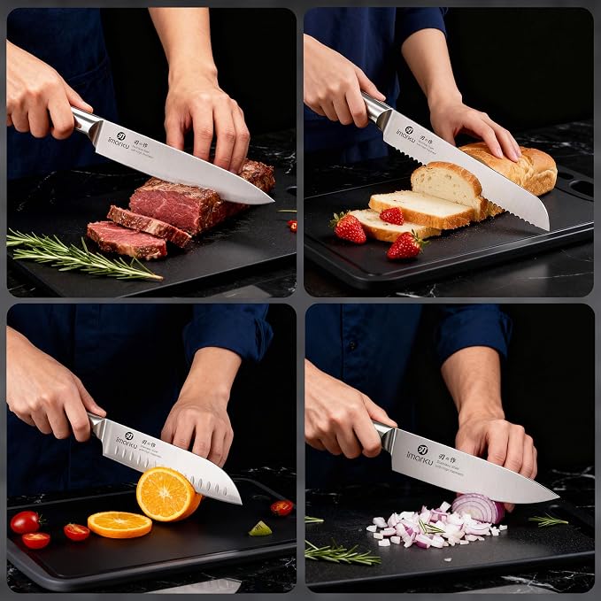 imarku 14 PCS Knife Set with Block, High-Carbon Steel, Built-in Sharpener | Japanese Kitchen Knife Set,Stainless Steel,Dishwasher Safe,Sharp Kitchen Knives,Non-Slip Handles,Home Essentials for Gifts
