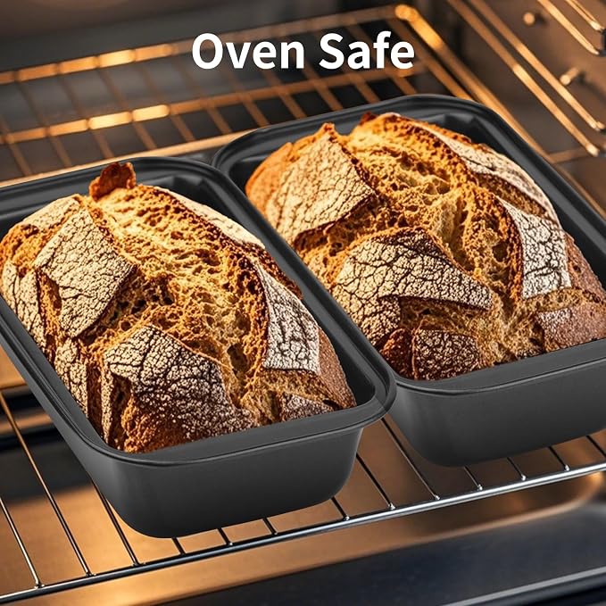 Novery 2PCS 8"x4" Non-Stick Carbon Steel Loaf Bread Baking Pans | Even Heating, Easy Release, For Homemade Bread Meatloaf Brownies Cakes, Sourdough, Lasagna, Rectangle Bakeware