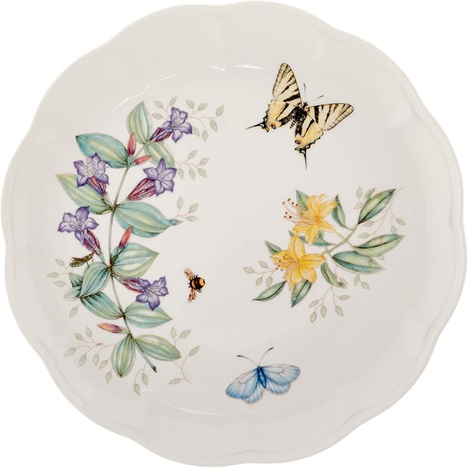 Lenox Butterfly Meadow Porcelain 18-Piece Dinnerware Set for 6 | ceramic, dishwasher safe, microwave safe | plates and bowls sets for kitchen and dining | 10.75 inch plate