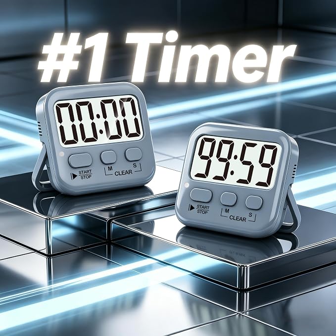 2 Pack Digital Timer for Kids Classroom Kitchen Timers for Cooking | w/ Battery, Easy to View, Alarm, Mute Mode, Count Down/Up, Magnetic, Kickstand, Hanging, Classroom Timer for Teacher Supplies