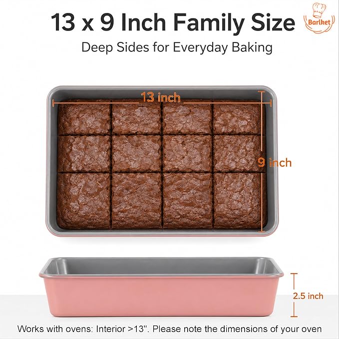 9x13 Baking Pan 2 Pack, Heavy Duty 2.5" Deep Lasagna Pan Nonstick | 9 x 13 Cake Pan Carbon Steel Lasagna Pans, 2.5 Inch Deep 13 x 9 Rectangular Cake Pans Set for Brownies, Casserole & Roasting