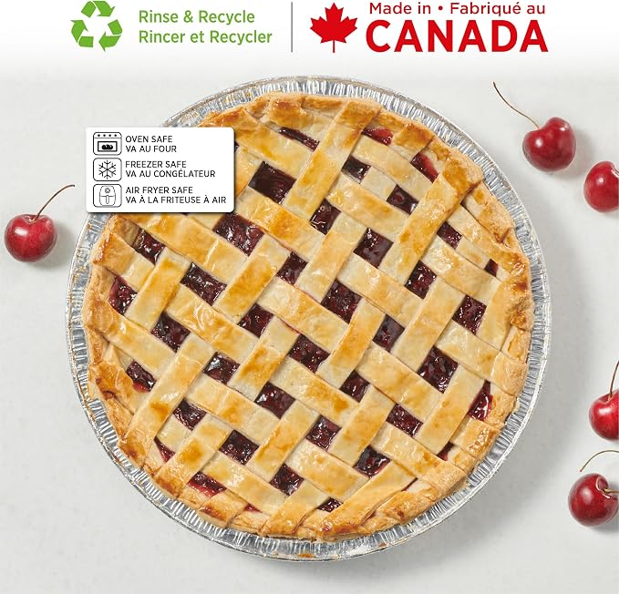 Starfrit 50-Pack Aluminum Pie Plates, 9", Disposable, Oven & Freezer Safe | Deep 9" pie plates. Ideal for pies, pot pies & quiches. Heavy-duty aluminum. Oven & freezer safe. Made in Canada.