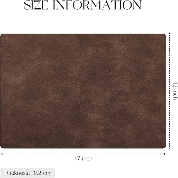 MOSAYT Vinyl Placemats Set of 4-12 X 17 Inch - Faux Leather 100% Waterproof Oil-Proof Wipeable PU Place Mats, Heat Resistant Reversible Table Mats for Kitchen, Dining, Outdoor, Coffee