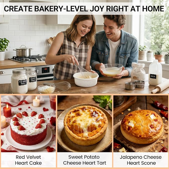 CAKETIME 6 Inch Silicone Round Cake Pan with Metal Reinforced Frame, Non-stick & BPA Free, Even Heat Distribution, Stackable & Dishwasher Safe
