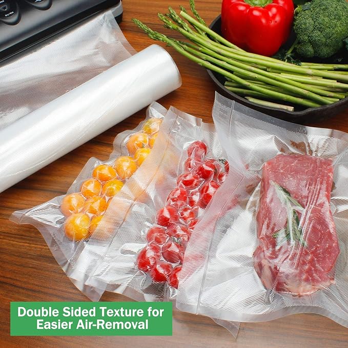 Vacuum Sealer Bags Rolls 2-Pack 11"X50' Commercial Grade BPA Free Double Sides Textured Vacuum Seal Bags Compatible with FoodSaver and Sous Vide Cooking (Total 100 Feet)