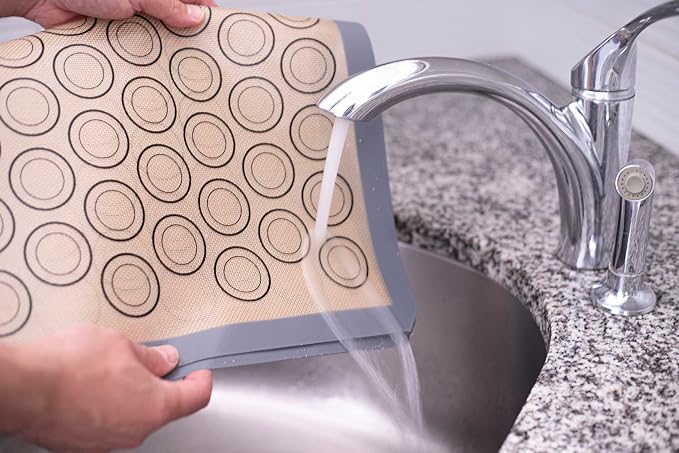 Macaron Baking Mat Silicone Non Stick, Full Sheet Reusable Pack of 2 Gray | Non-Stick Macaron Mat for Perfect Baking, Dishwasher & Oven Safe, For Macarons, Cookies, Bread and More, 16x24” (40x60cm)
