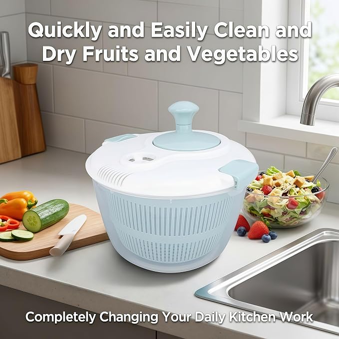 Salad Spinner Fruit Vegetable Wash: Fruit Washer Multifunctional Lettuce Spinner for Washing Spinning and Draining Greens 5 Qt