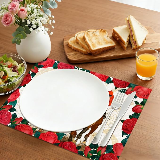 50 Pack Kentucky Horse Disposable Paper Placemats, 11x16 Inches Table Mats | Horse Racing Rose Floral Table Mats, Race Day Party Decorations, Horse Race Themed Party Supplies