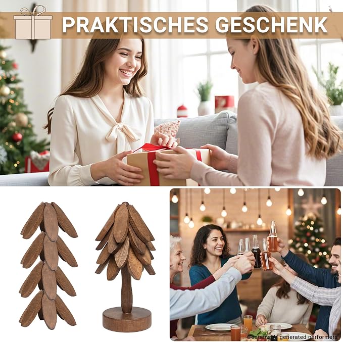 Yuoyar Wooden Tree-Shaped Coasters Set for Coffee Table, Kitchen