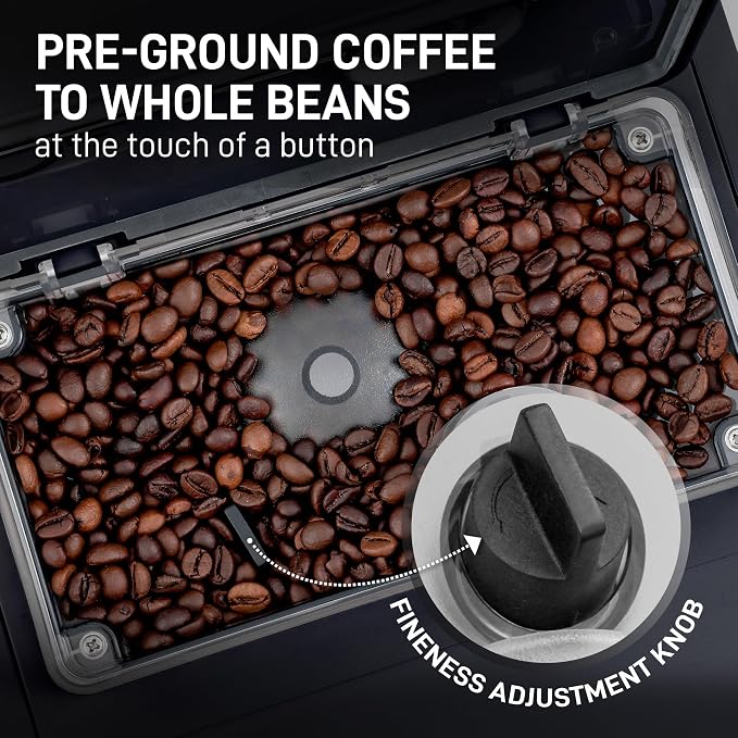 Zulay Magia Super Automatic Espresso Maker Machine with Grinder - 19 Fully Customizable Coffee Options, Auto Cleaning, Milk Foam System - for Latte, Cappuccino- Prime - Silver (13.8x18x9.4)