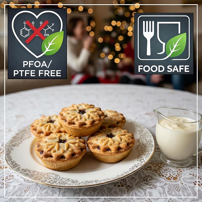Wrenbury Pro 12 Cup Mince Pie Tin – Carbon Steel Mincemeat Baking Tray | Non Stick Shallow Muffin Pan for Patty Cakes and Jam Tarts