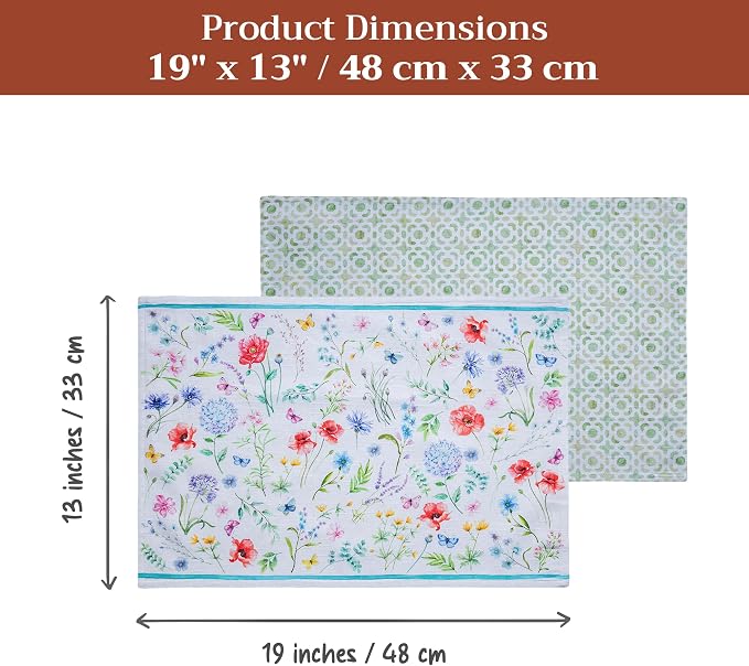Maison d' Hermine Placemats Set of 4 Reusable 100% Cotton (13"x19") | Cloth Place Mats Washable Table Mats for Kitchen Dining Party Wedding Hotel Home Restaurant Spring Summer - Just Floral